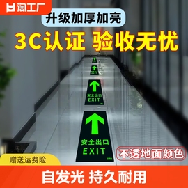 安全出口指示牌地贴消防标识牌自发光贴纸，安全通道疏散指示标志箭头标识，贴应急出口温馨提示警示牌编号检查