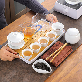 羊脂玉旅行茶具陶瓷盖碗茶壶茶杯白瓷家用简约中式整套便携式定制