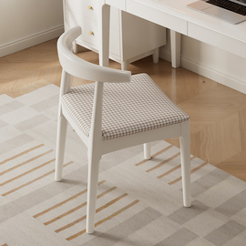 实木书桌椅白色北欧餐椅，学习椅现代简约休闲椅，书房木质靠背凳子