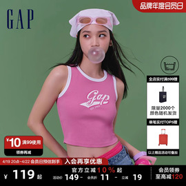 gap女装2024夏季撞色logo罗纹弹力轻薄短袖针织背心873961