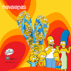 havaianas哈唯纳simpsons印花夹脚平底人字拖鞋情侣，夏童款成人款