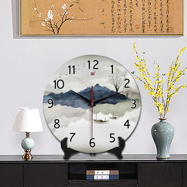 承沁新中式陶瓷钟表摆件创意，时钟客厅挂钟座钟静音，台钟大数字摆钟