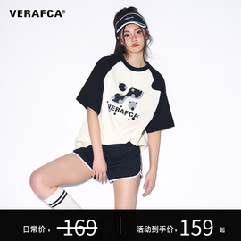 VFC/VERAF CA波点印花字母T恤夏季插肩袖撞色复古短袖男女