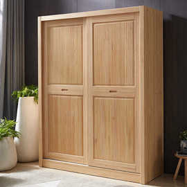 松木衣柜全实木衣柜，1.2米移门衣柜，1.5米推拉门衣橱简约原木储物柜