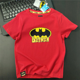 柜货中大童纯棉短袖T恤男儿童蝙蝠侠夏季薄款卡通动漫上衣120-160