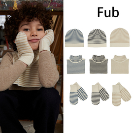 33 雯的店FUB  儿童条纹针织 高领脖套 套头帽 手套