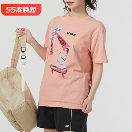 Vans范斯圆领短袖T恤女春季运动服万斯休闲半袖T恤VN0A5H4R