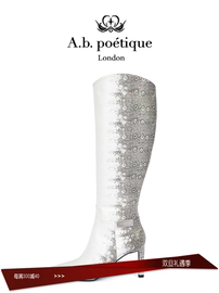 a.b.poetique时装鞋欧美风压纹长靴，时尚百搭长筒靴冬季靴子