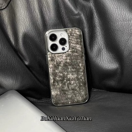 深空灰鳄鱼纹简约皮质适用iPhone15/14/13手机壳苹果12promax电镀防摔