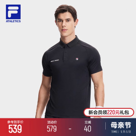 FILA 斐乐男子针织短袖POLO衫2024夏季网球透气运动T恤上衣