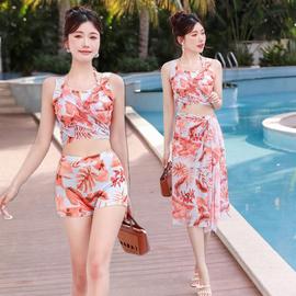 bikini比基尼三件套分体游泳衣女性感温泉，韩国网(韩国网，)红海边度假泳装女