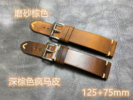 复古手工疯马皮手表带，18m19x16mm20x16mmx1821m22mm棕色磨棕牛皮