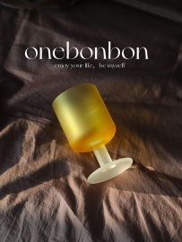 onebonbon落日杯中古杯，水杯手工磨砂玻璃杯红酒杯，高脚杯彩色送礼