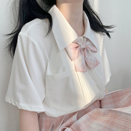 酱果自制夏季初恋女高中生风琴褶短袖口袋JK制服雪纺直筒衬衫