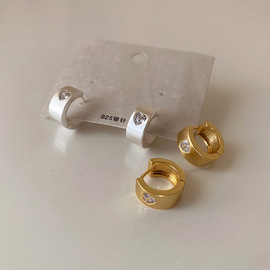 DUPIN高级感锆石爱心哑光金属耳扣女925银针小众设计简约个性耳环
