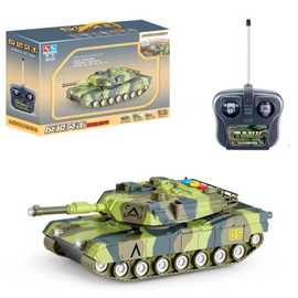 林达方向盘遥控坦克玩具车，充电模型儿童男孩，电动仿真玩具汽车