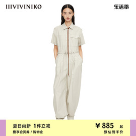 IIIVIVINIKO春夏宽松翻领工装风连体裤子女M221502105D