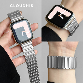 CLOUDHIS磁吸不锈钢适用苹果手表表带iwatch腕带男女款9夏季金属银色applewatch气质时尚高级感8钢带