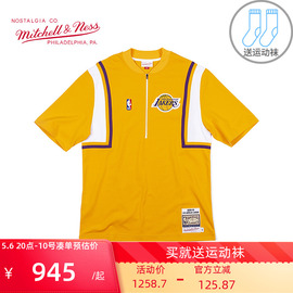 Mitchell Ness投篮服训练服NBA湖人队AU球员版男士短袖MN运动T恤