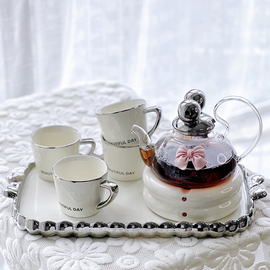 玻璃花茶壶套装高颜值英式花茶杯2023下午茶具耐高温蜡烛加热