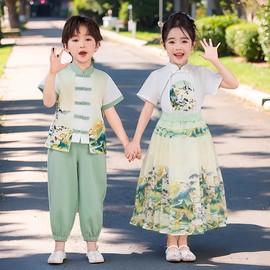 汉服女童套装夏季2024儿童装，唐装演出服马面裙新中式国风女孩