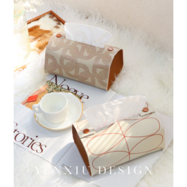 原创设计马鞍皮摩卡棕，系列纸巾盒茶木色中古纸巾，装饰盒
