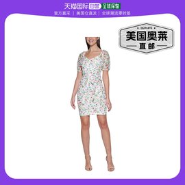 guess女式蕾丝及膝早秋连衣裙 白色多色 美国奥莱直发