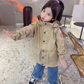 大鹅同款儿童风衣夹克，2023春装韩版冲锋衣，男童女童中大童外套