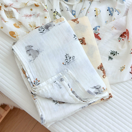 双层竹纤维纱布包巾新生婴儿抱被襁褓巾，宝宝夏季薄款儿童盖毯浴巾
