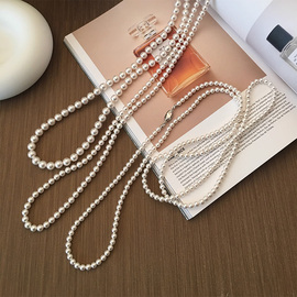 多种戴法长款珍珠项链正圆强光，施家珍珠毛衣链轻奢高级感叠法式