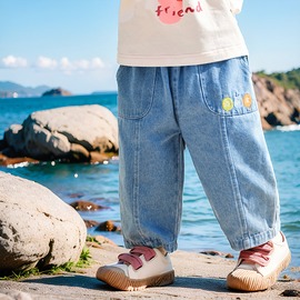 巴拉夏中小童牛仔裤，男童女童薄款纯棉长裤，儿童夏季休闲牛仔裤