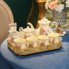 英式下午茶茶具套装欧式咖啡具陶瓷，咖啡杯北欧轻奢家用水具带托盘