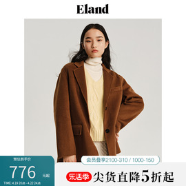 eland衣恋毛呢外套西装美拉德极简风冬双面，呢羊毛毛呢大衣