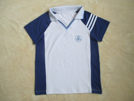 白色拼接宝蓝色长袖款，短袖款t恤衫北京朝阳外语学校同款校服