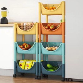 厨房蔬菜置物架收纳省空间落地玩具，小i推车菜篮家用塑料储物菜