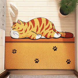 橘猫门垫玄关入户门地垫pvc丝圈地毯可裁剪进门脚垫耐脏除尘垫子