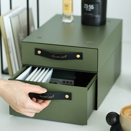墨绿色堆叠抽屉多功能收纳盒，咖啡机增高架轻奢简约桌面杂物盒