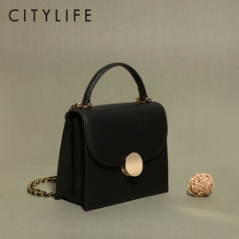 城市生活citylife小包包，女2024简约牛皮手提包，锁扣休闲小方包