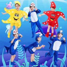 儿童海星表演服装幼儿园，环保时装秀亲子装鲨鱼海洋，动物海星演出服