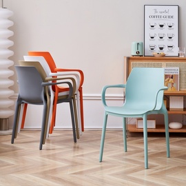 北欧加厚塑料椅子时尚家用洽谈餐椅大人餐桌凳子塑胶靠背扶手桌椅