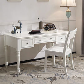 森冠居社美式白色实木书桌椅组合电脑桌简约现代家用写字台胡桃色