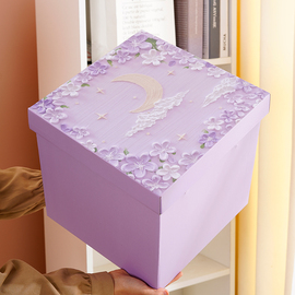 油画礼物盒送女友生日空礼盒，紫色盒子大号包装盒，仪式感七夕礼物盒