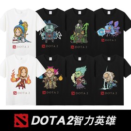 dota2塔游戏英雄电竞战队卡尔蓝猫冰火女黑鸟宙斯纯棉短袖T恤男