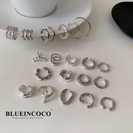 blueincoco通体925纯银ins小众，设计简约冷淡风无耳洞耳夹女耳骨夹