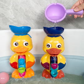 萌萌鸭旋转水车宝宝洗澡玩具，小黄鸭婴儿童戏水喷水大鸭子男孩女孩