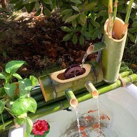 水循环系统竹子流水器，过滤陶瓷鱼缸喷泉养鱼竹筒，石槽增氧加湿摆件