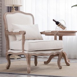 美式老虎椅单人沙发北欧小户型布艺高背复古椅子欧式法式轻奢凳