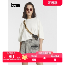 izzue女装短袖t恤夏季潮流，帅气半袖照片印花1161u1g