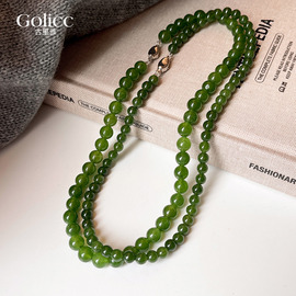 绿色串珠显白新中式国风项链，配饰女元宝扣轻奢，小众高级感锁骨颈链