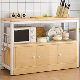 餐边柜客厅置物柜厨房，一体式简易橱柜实木色，家用多功能厨具灶台柜